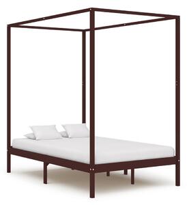 VidaXL Okvir za krevet s baldahinom od borovine tamnosmeđi 140x200 cm