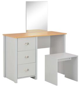 VidaXL Toaletni stolić s ogledalom i stolcem sivi 104 x 45 x 131 cm