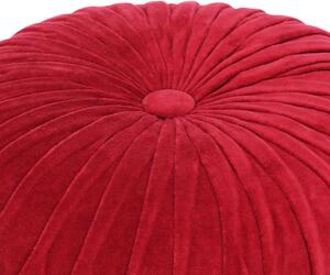 VidaXL Tabure od pamučnog baršuna nabrani dizajn 40 x 30 cm crveni