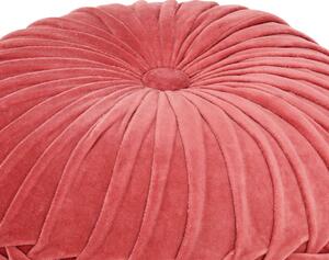 VidaXL Tabure od pamučnog baršuna nabrani dizajn 40 x 30 cm ružičasti
