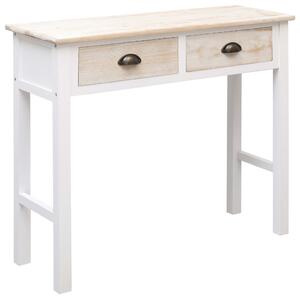 VidaXL Konzolni stol bijela i prirodna boja 90 x 30 x 77 cm drveni