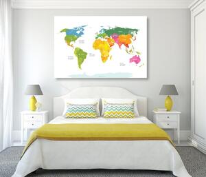Slika na plutu izvanredni zemljovid svijeta s bijelom pozadinom