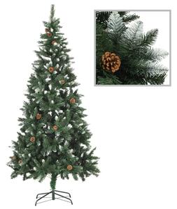 VidaXL Umjetno božićno drvce sa šiškama i bijelim sjajem 210 cm