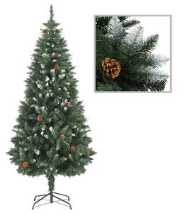 VidaXL Umjetno božićno drvce sa šiškama i bijelim sjajem 180 cm