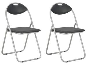 VidaXL Sklopive blagovaonske stolice od umjetne kože 2 kom crne