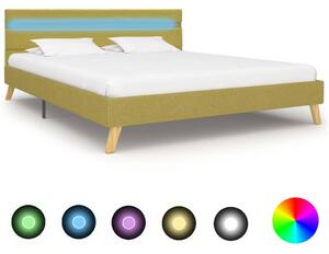 VidaXL Okvir za krevet od tkanine s LED svjetlom zeleni 140 x 200 cm