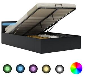 VidaXL Hidraulični okvir za krevet od umjetne kože LED crni 140x200 cm