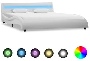 VidaXL Okvir za krevet od umjetne kože LED bijeli 140 x 200 cm