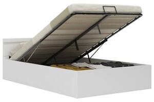 VidaXL Hidraulični okvir za krevet umjetna koža LED bijeli 140x200 cm