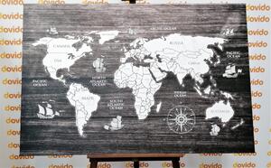 Slika crno-bijela karta na drvu