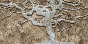 Slika apstraktno stablo na drvu u bež dizajnu