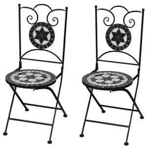 VidaXL Sklopive bistro stolice 2 kom keramičke crno-bijele
