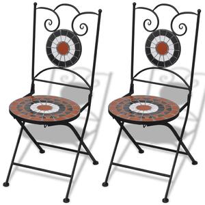 VidaXL Sklopive bistro stolice 2 kom keramičke terakota-bijele