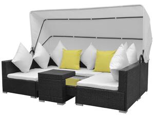 VidaXL 7-dijelni vrtni lounge set s baldahinom poli ratan crni