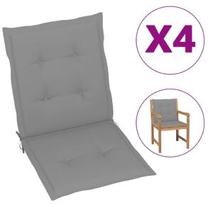 VidaXL Jastuci za vrtne stolice 4 kom sivi 100 x 50 x 3 cm