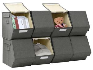 VidaXL 8-dijelni set kutija za pohranu s poklopcem od tkanine antracit