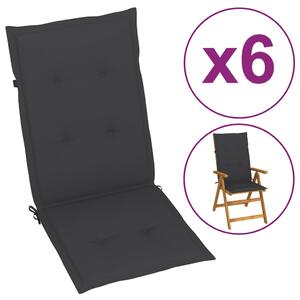 VidaXL Jastuci za vrtne stolice 6 kom antracit 120x50x3 cm od tkanine