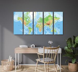 5-dijelna slika klasičan zemljovid svijeta