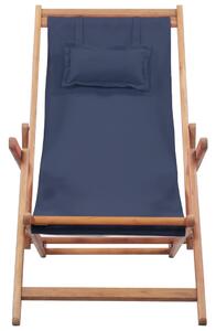 VidaXL Sklopiva ležaljka za plažu od tkanine s drvenim okvirom plava
