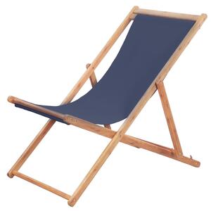 VidaXL Sklopiva ležaljka za plažu od tkanine s drvenim okvirom plava