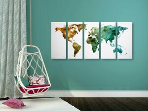 5-dijelna slika šareni poligonalni zemljovid svijeta