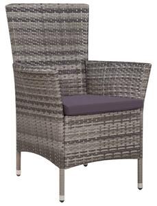 VidaXL Vrtna stolica i tabure od poliratana s jastucima sivi