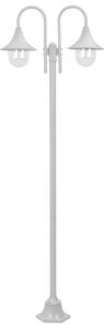 VidaXL Vrtna dvostruka stupna svjetiljka od aluminija E27 220 cm bijela