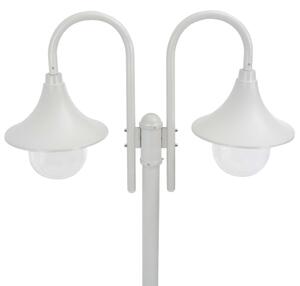 VidaXL Vrtna dvostruka stupna svjetiljka od aluminija E27 220 cm bijela