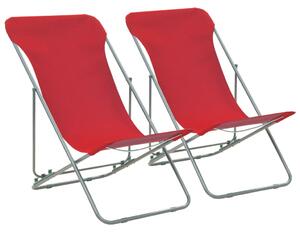 VidaXL Sklopive stolice za plažu 2 kom čelik i tkanina Oxford crvene