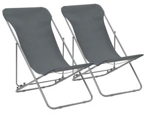 VidaXL Sklopive stolice za plažu 2 kom čelik i tkanina Oxford sive