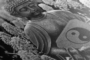 Slika jin i jang Buddha u crno-bijelom dizajnu
