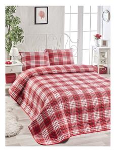 Set od crvenog pamučnog pokrivača i jastučnice Muro Gerro, 160 x 220 cm