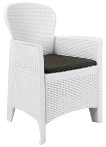 VidaXL Vrtne stolice 2 kom s jastucima bijele plastične nalik na ratan