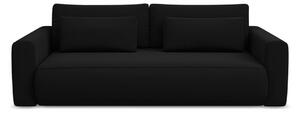 Crna baršunasti sklopiva/s prostorom za odlaganje sofa 238 cm Kapua – Makamii