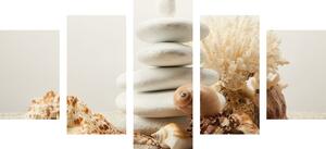 5-dijelna slika Zen kamenje sa školjkama