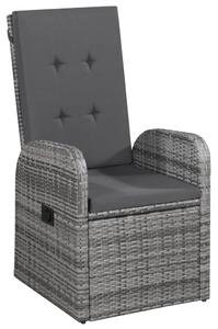 VidaXL Nagibne vrtne stolice od poliratana s jastucima 2 kom sive