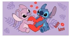 Ljubičasti pamučan dječji ručnik 70x140 cm Lilo and Stitch "Kiss" – Jerry Fabrics