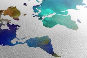 Slika na plutu zemljovid svijeta u boji u akvarelnom dizajnu