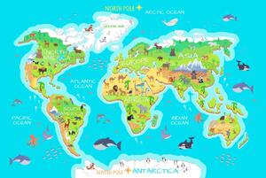 Slika na plutu zemljopisni zemljovid svijeta za djecu