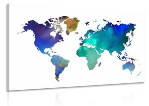 Slika zemljovid svijeta u boji u akvarelnom dizajnu