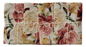 Set od 4 platnene salvete s lanom Really Nice Things Roses, 43 x 43 cm