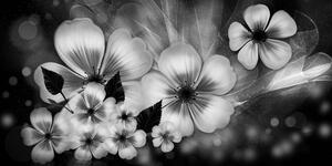Slika fantazija cvijeća u crno-bijelom dizajnu