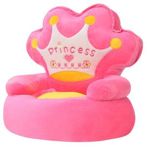 VidaXL Plišana dječja fotelja s natpisom Princess ružičasta