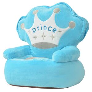 VidaXL Plišana dječja fotelja s natpisom Prince plava