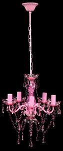 VidaXL Kristalna svjetiljka s 5 žarulja ružičasta