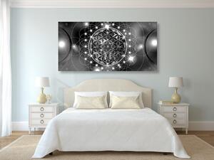 Slika zadivljujuća Mandala u crno-bijelom dizajnu - 100x50