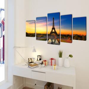 VidaXL Zidne Slike na Platnu Set s Printom Eiffelov Toranj 200 x 100 cm