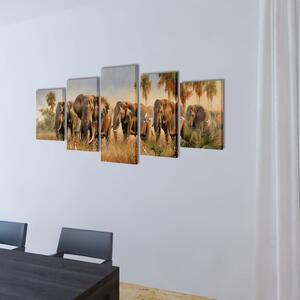 VidaXL Zidne Slike na Platnu Set Slonovi 200 x 100 cm