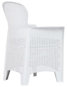 Vrtne stolice 2 kom s jastucima bijele plastične nalik na ratan