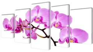VidaXL Zidne Slike na Platnu Set s Printom Orhideja 200 x 100 cm